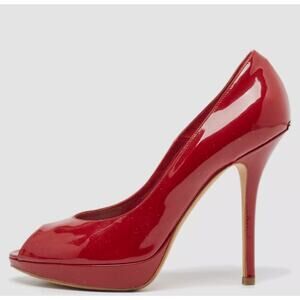 Christian Dior High Stiletto Heels Women's 37 Red Patent Leather Pumps Miss Dior